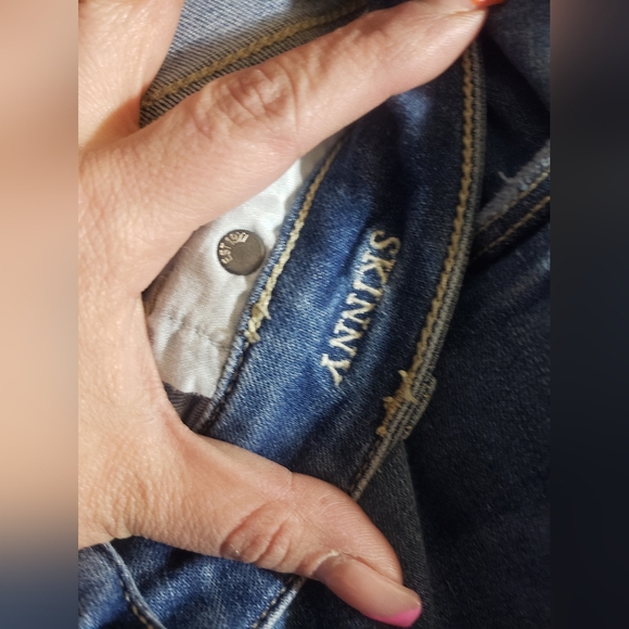 American Eagle Denim Medium Wash SKINNY Next Level Stretch Mid Rise Jeans 18 L - Picture 5 of 8